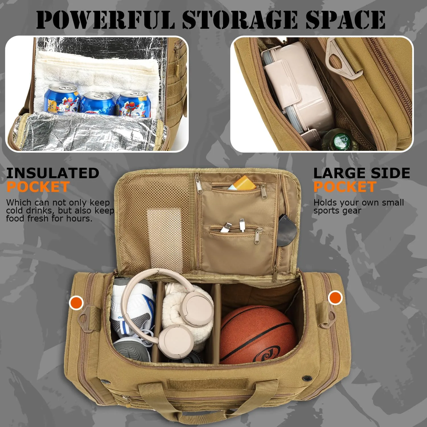45L Gym Bag for Men & Women, Tactical Military Duffle Bag for Travel Weekender Gym Workout Deployment?? Large Sports Bag for Hockey Football Baseball Soccer Basketball & Team training