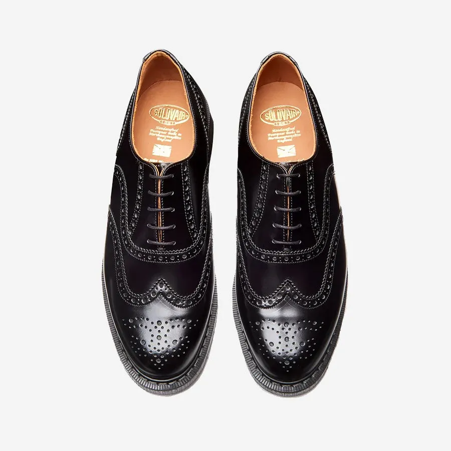 5 Eye Oxford 'English' Brogue Shoe - Black Hi-Shine