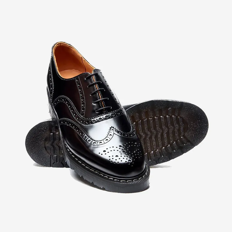 5 Eye Oxford 'English' Brogue Shoe - Black Hi-Shine
