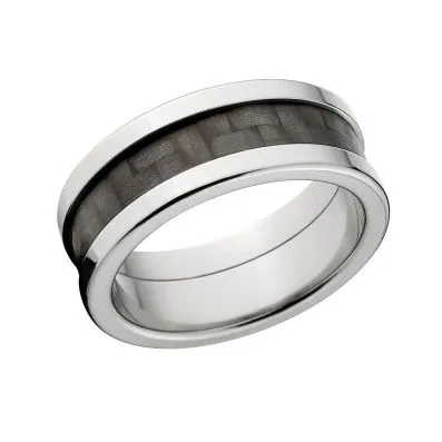 8mm Carbon Fiber Rings w/ High Polish Finish, Carbon Fiber Wedding Rings:8F Ti P