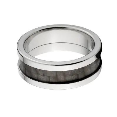 8mm Carbon Fiber Rings w/ High Polish Finish, Carbon Fiber Wedding Rings:8F Ti P