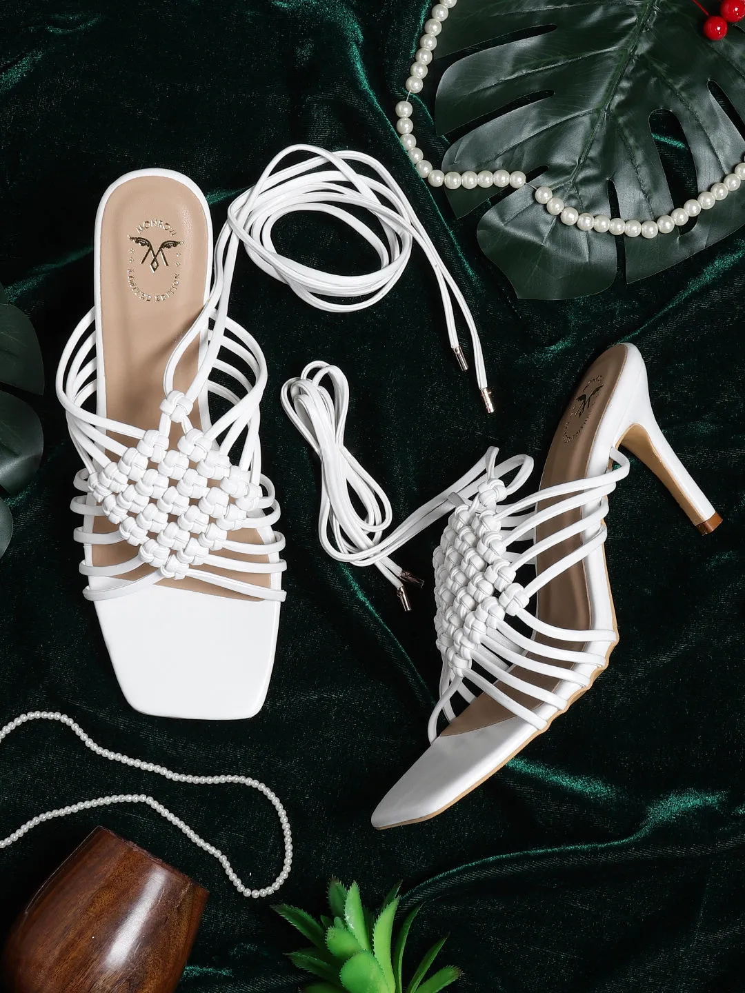 Arya White Kitten Heels
