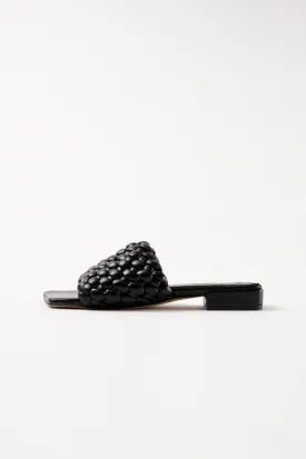 ASTER - Black Woven Leather Flats
