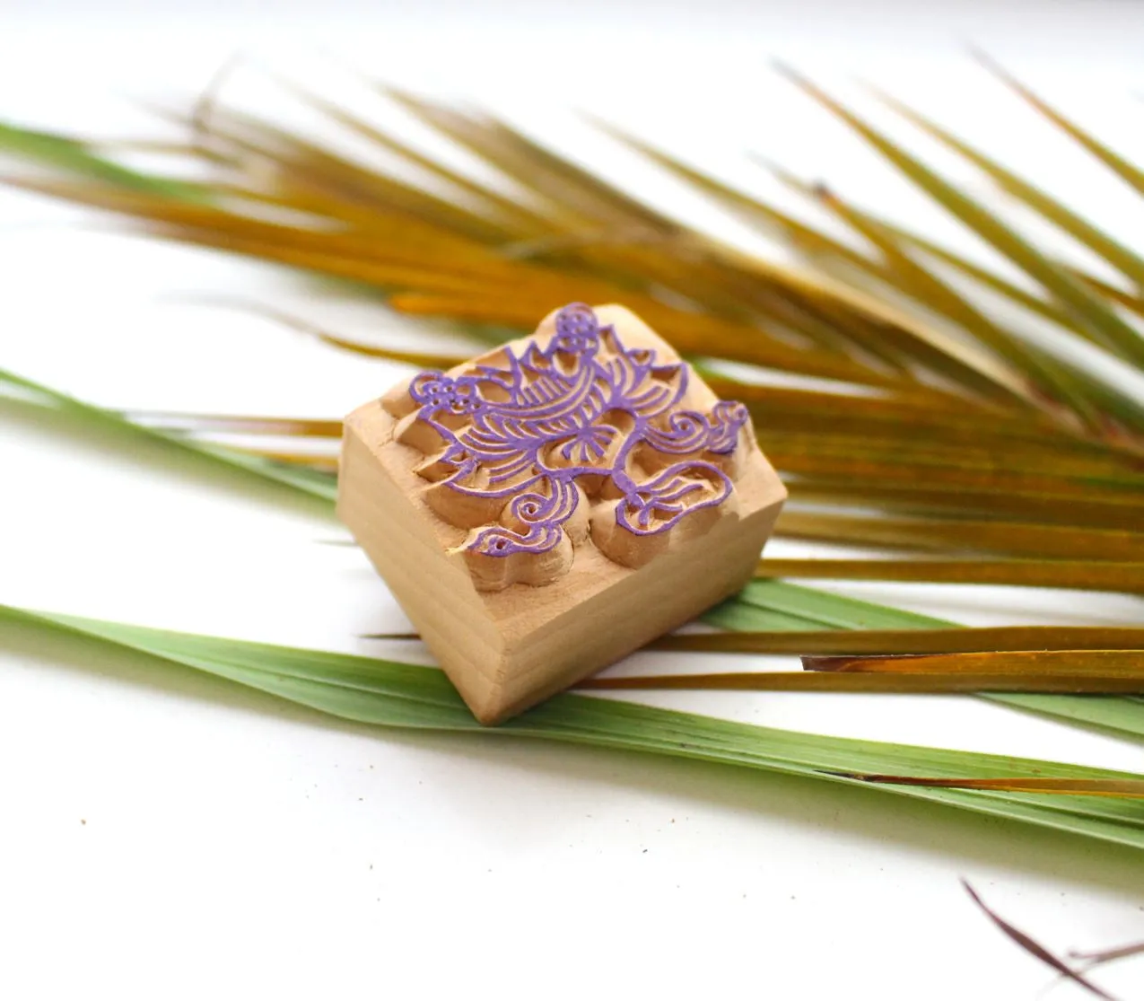 Auspicious Lotus Wooden Stamp