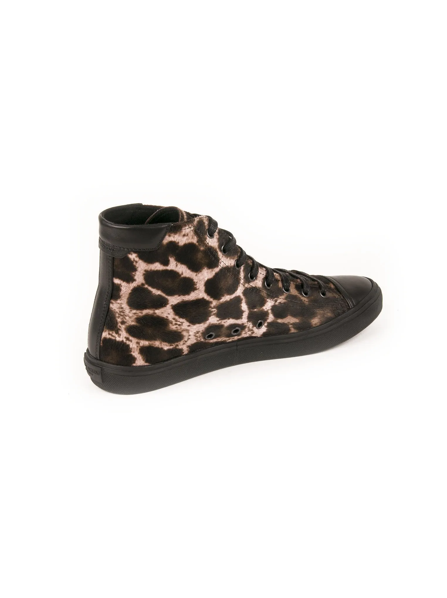 Bedford Calfskin Mid-Top Sneaker - Leopard Print Black