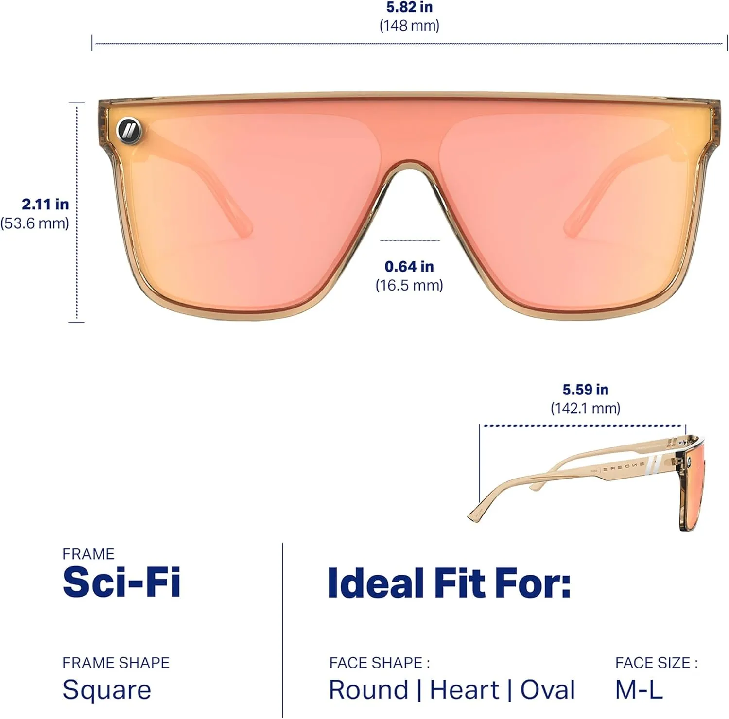 Blenders Eyewear SciFi ?C Polarized Sunglasses ?C Single-Lens with a Flat-Top Design ?C 100% UV Protection ?C For Men & Women