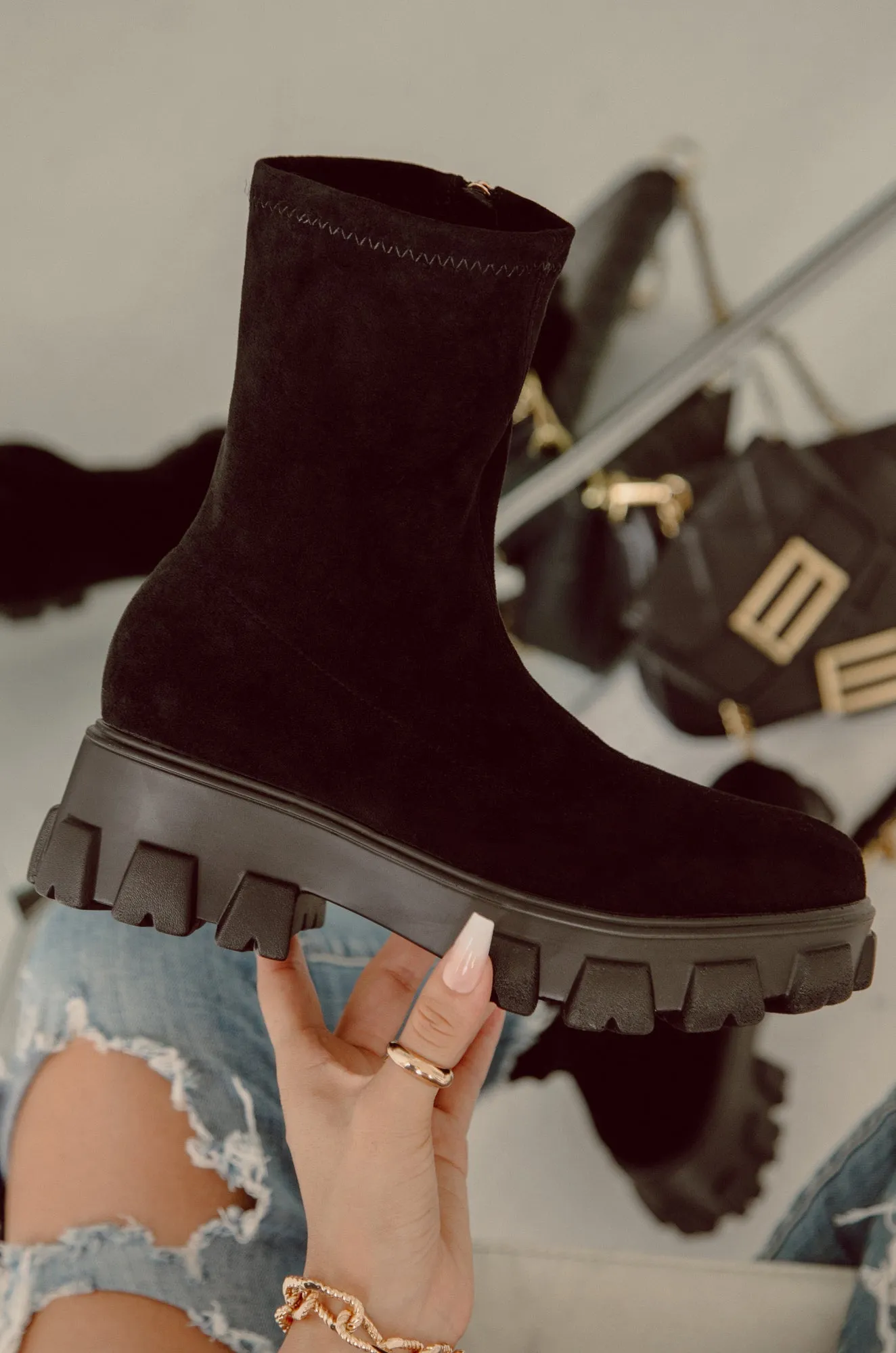 Brooklyn Way Platform Combat Boots - Black
