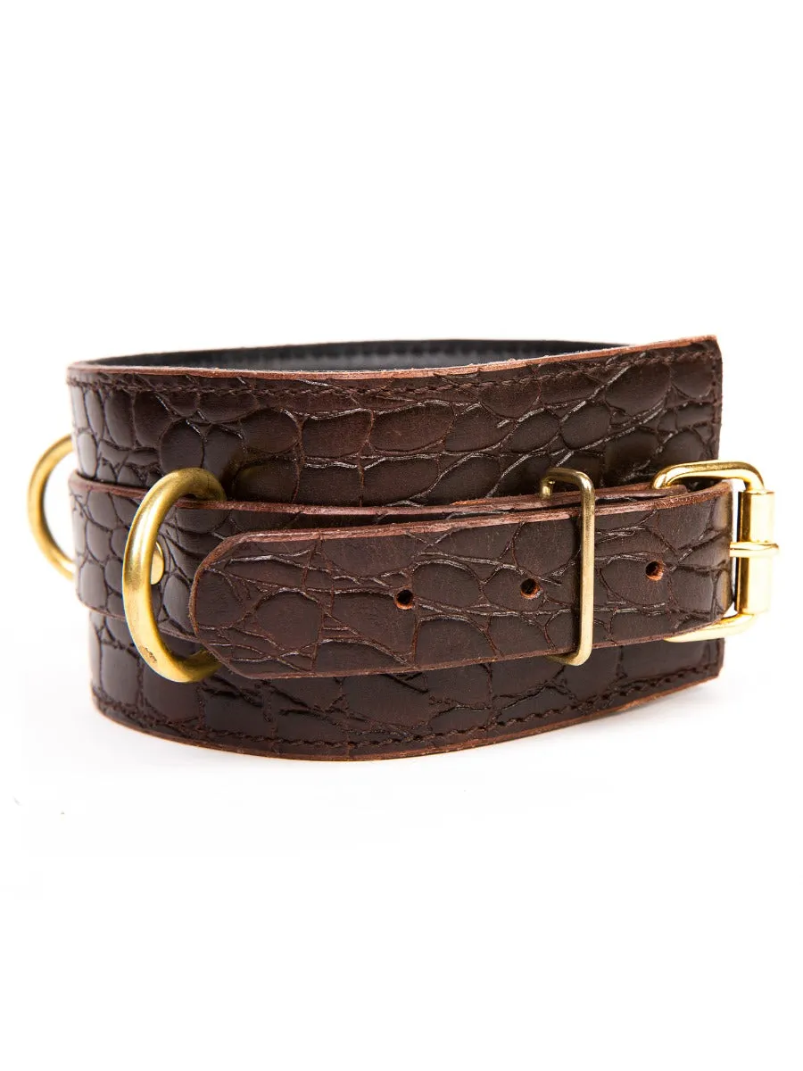 Brown Embossed Leather Collar