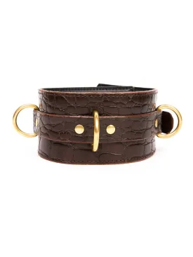 Brown Embossed Leather Collar