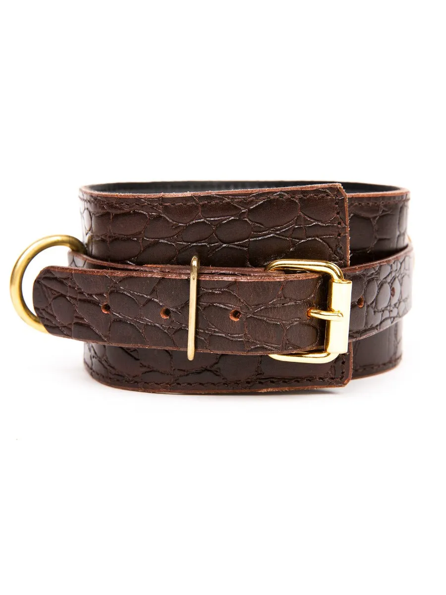 Brown Embossed Leather Collar