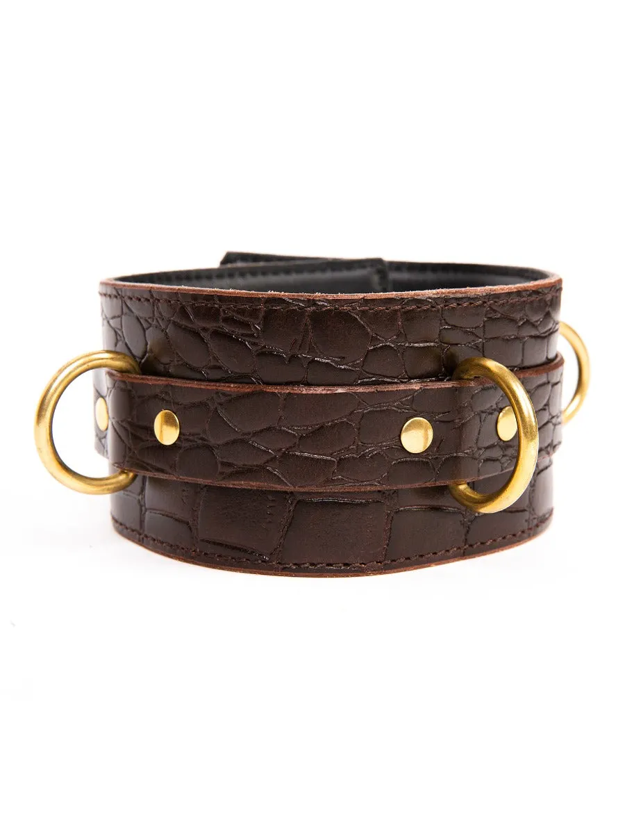 Brown Embossed Leather Collar