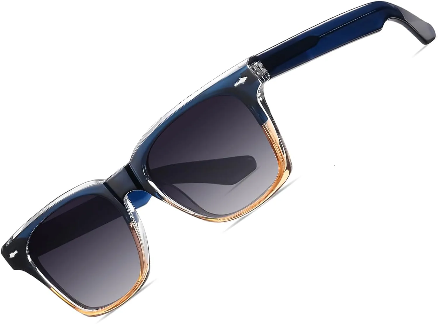 CARFIA Retro Polarized Sunglasses For Men UV400 Protection Square Arrow Rivet Trendy Classic Thick Shades