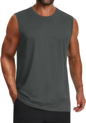 Cotrasen Men's Tank Top UPF 50  Cotton Sleeveless Shirt Lightweight Casual Gym Workout Shirts Cooling Muscle Tee Shirt