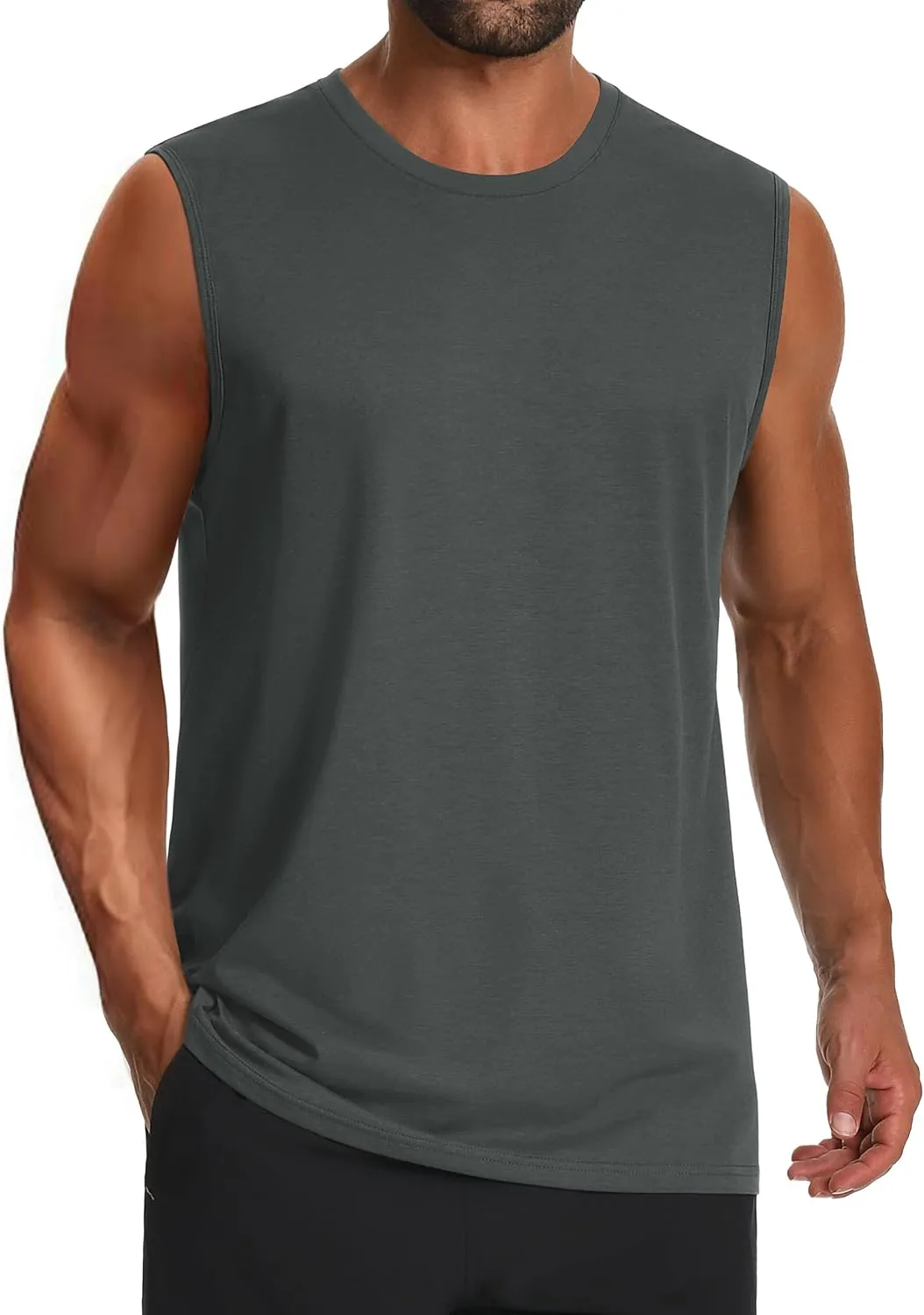 Cotrasen Men's Tank Top UPF 50  Cotton Sleeveless Shirt Lightweight Casual Gym Workout Shirts Cooling Muscle Tee Shirt