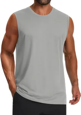 Cotrasen Men's Tank Top UPF 50  Cotton Sleeveless Shirt Lightweight Casual Gym Workout Shirts Cooling Muscle Tee Shirt