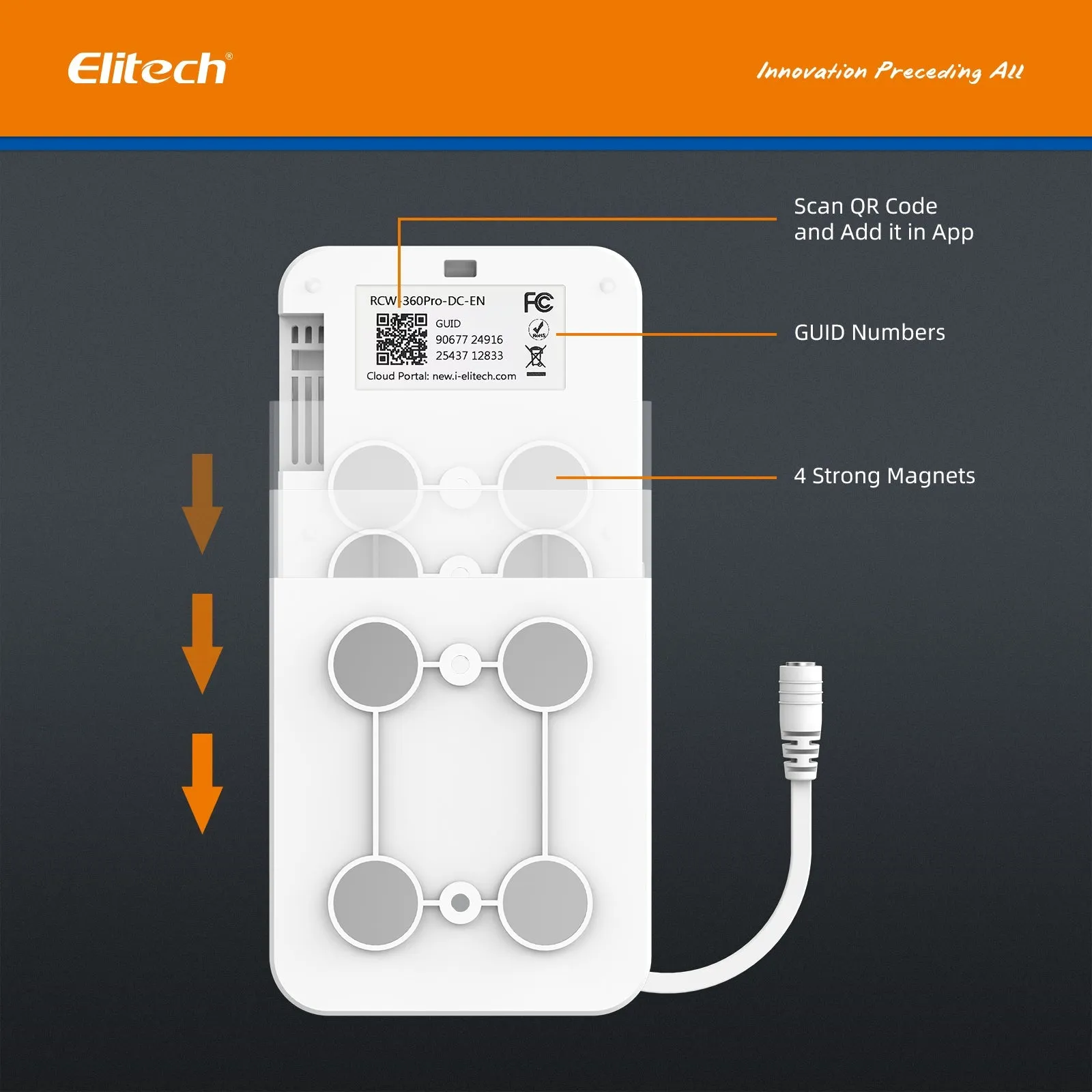 Elitech 4G Wireless Remote Real-Time IOT Temperature Humidity Monitor Digital Data Logger, APP/Cloud Data Storage, with Single External Expansion Channel (Needs Probe) RCW-360Pro-SC