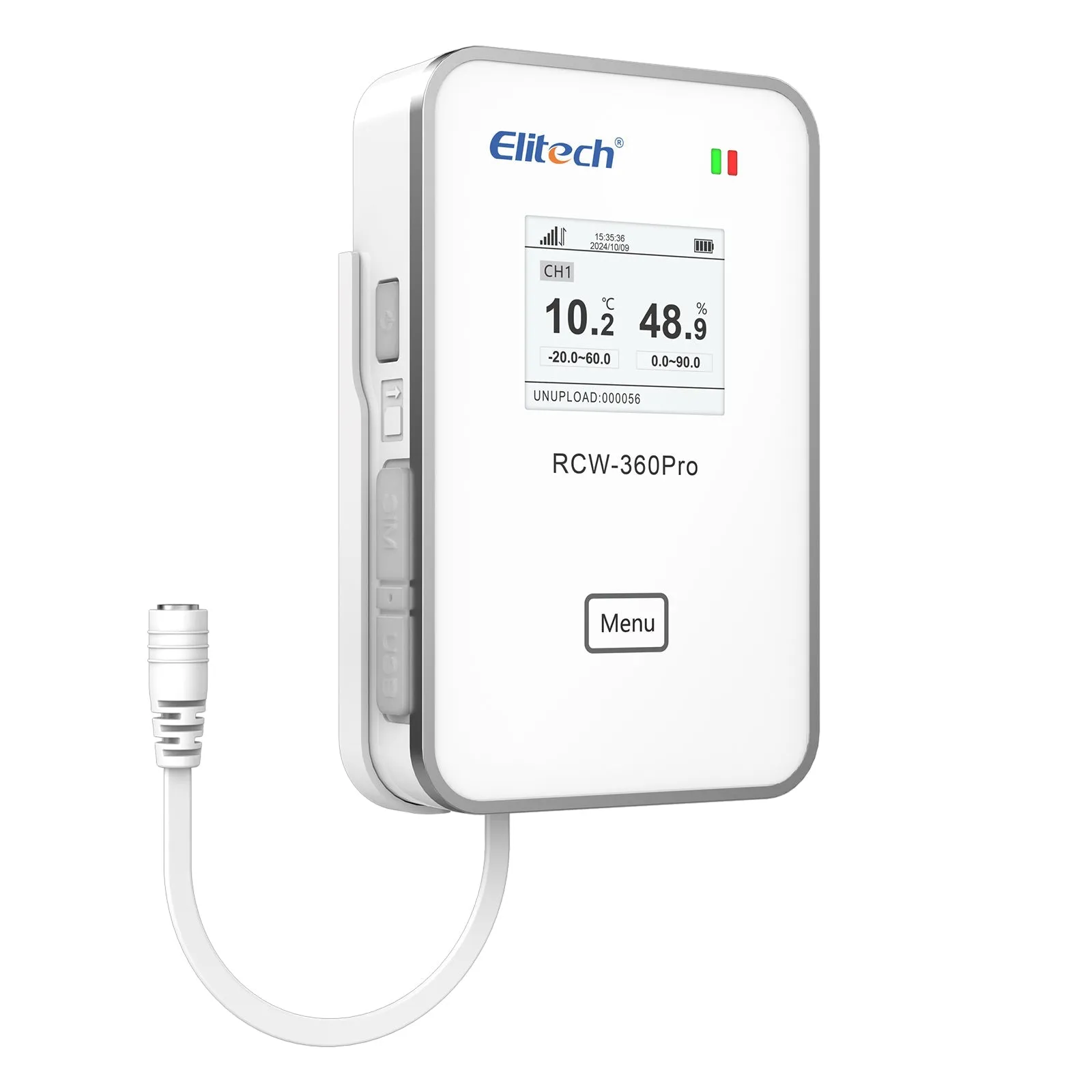 Elitech 4G Wireless Remote Real-Time IOT Temperature Humidity Monitor Digital Data Logger, APP/Cloud Data Storage, with Single External Expansion Channel (Needs Probe) RCW-360Pro-SC