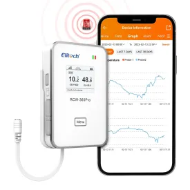 Elitech 4G Wireless Remote Real-Time IOT Temperature Humidity Monitor Digital Data Logger, APP/Cloud Data Storage, with Single External Expansion Channel (Needs Probe) RCW-360Pro-SC
