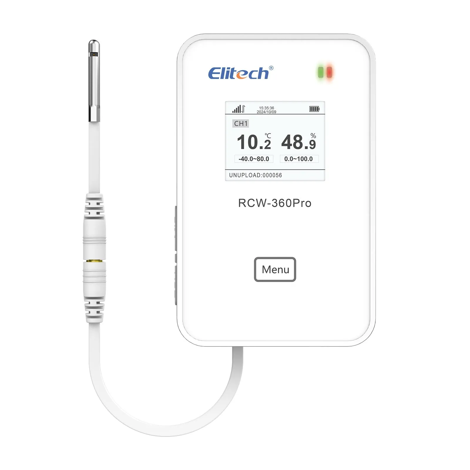 Elitech 4G Wireless Remote Real-Time IOT Temperature Humidity Monitor Digital Data Logger, APP/Cloud Data Storage, with Single External Expansion Channel (Needs Probe) RCW-360Pro-SC