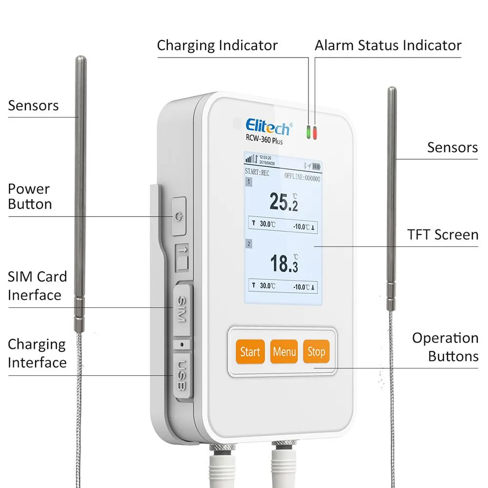 Elitech RCW-360 Plus WIFI Digital Data Logger Real-time Temperature Humidity Location Tracker