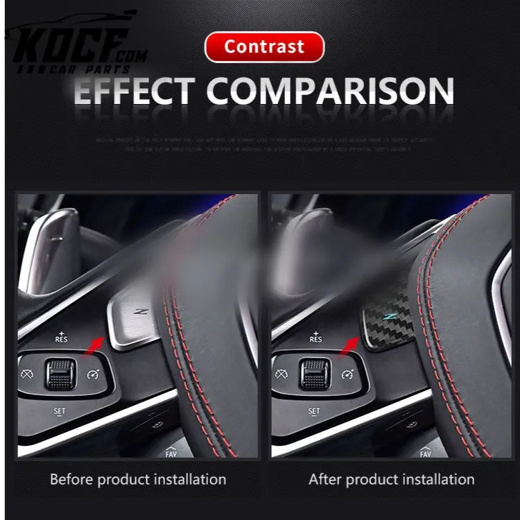 ES Black Red Real Carbon Fiber Interior Accessories Steering Wheel Button Frame For Corvette C8 Carbon Fiber Trim