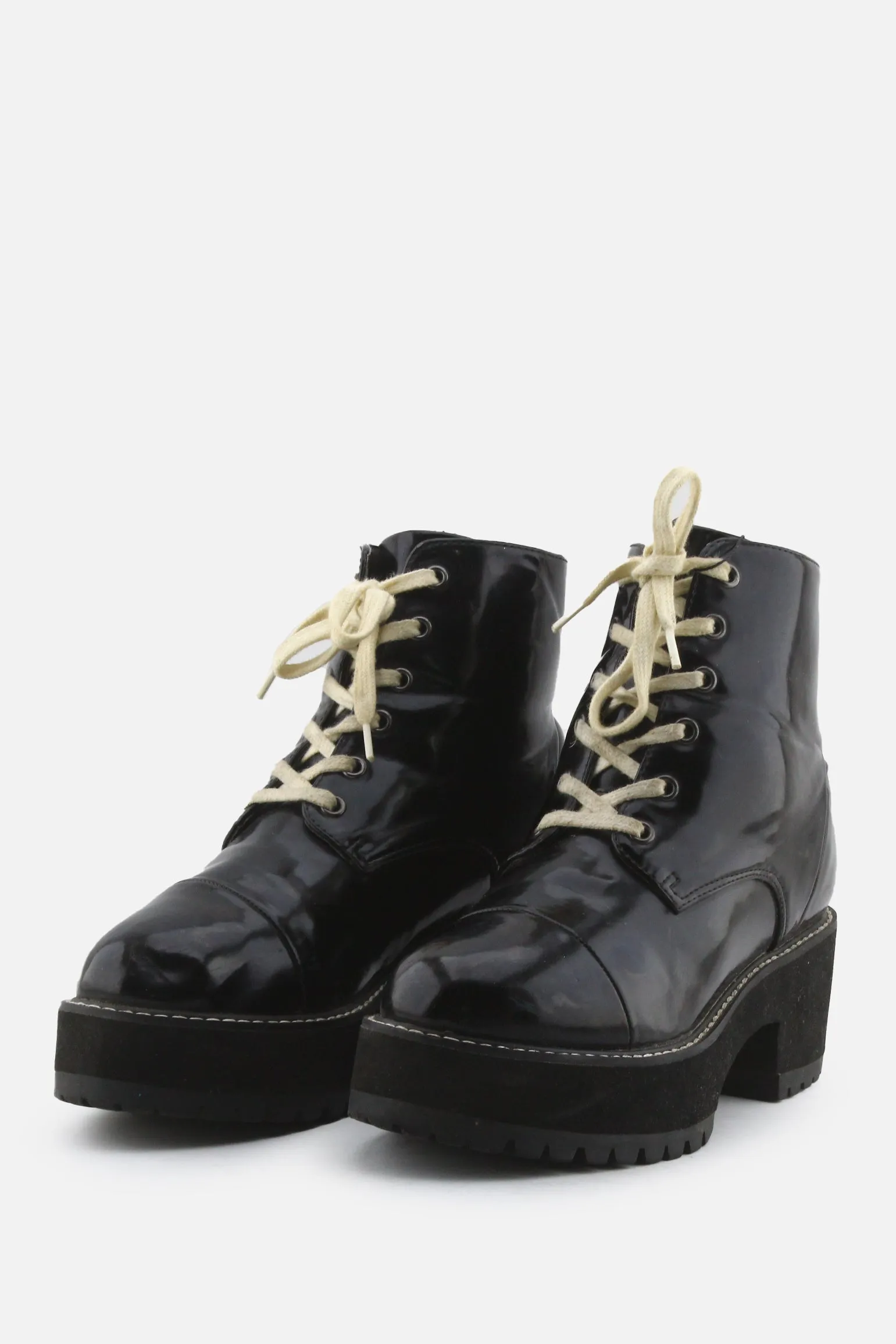 European Brand Laces Combat Ankle Boots | 100% Synthetic Leather