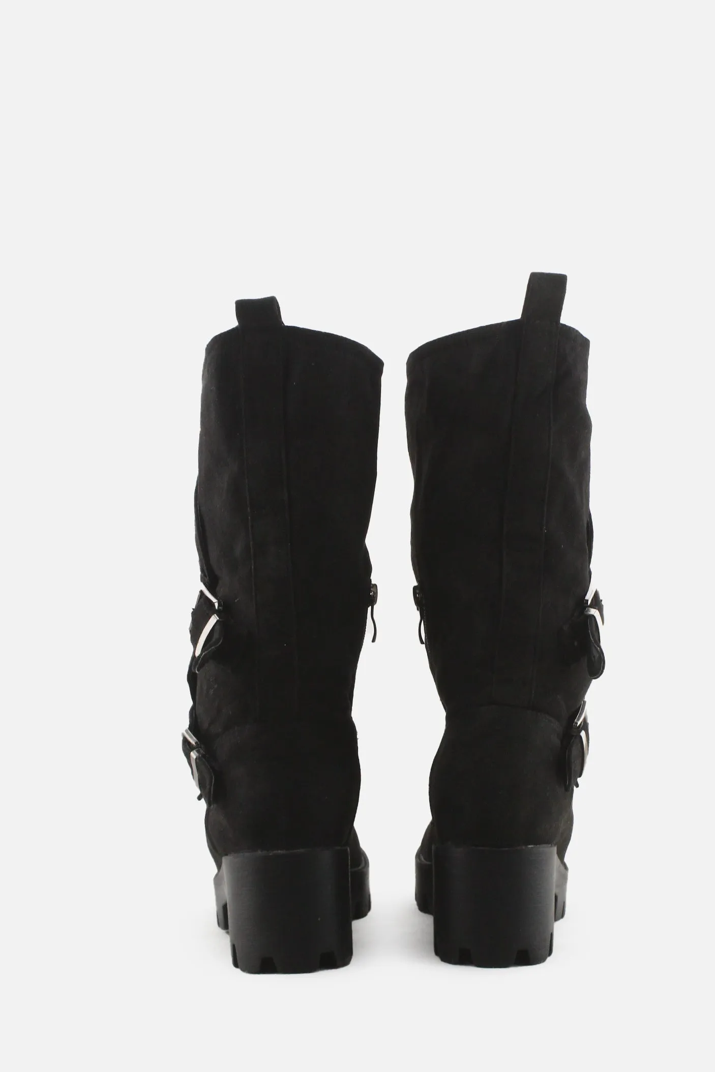 European Brand Zipper Buckle Straps Block Ankle Boots | Suede