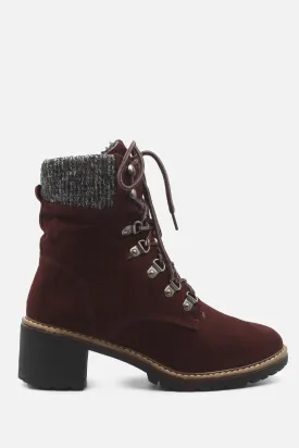 European Brand Zipper Laces Block Heels Combat Boots | 100% Authentic Leather