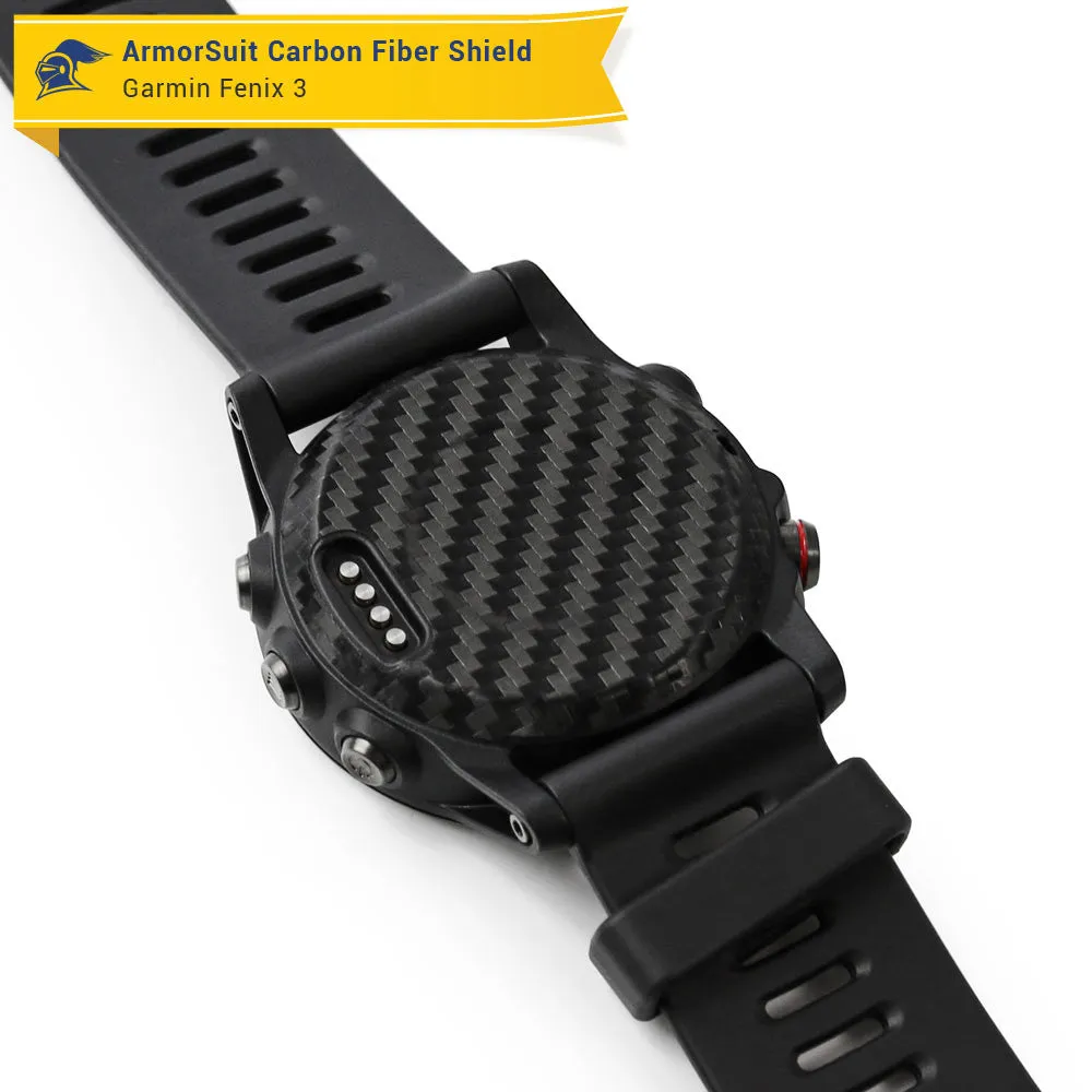Garmin Fenix 3 Screen Protector   Black Carbon Fiber Skin