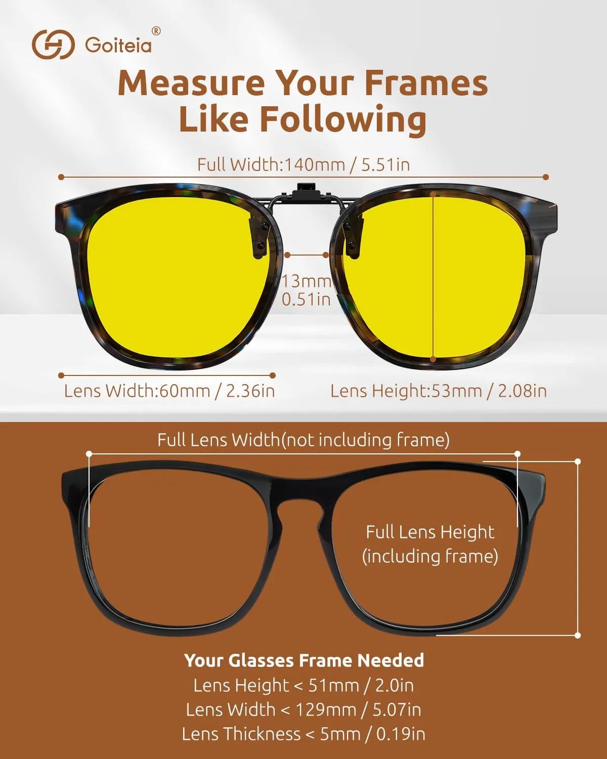 Goiteia Oversized Polarized Clip on Sunglasses over Prescription Glasses for Women Men, Round Stylish Framed Like Sunglasses