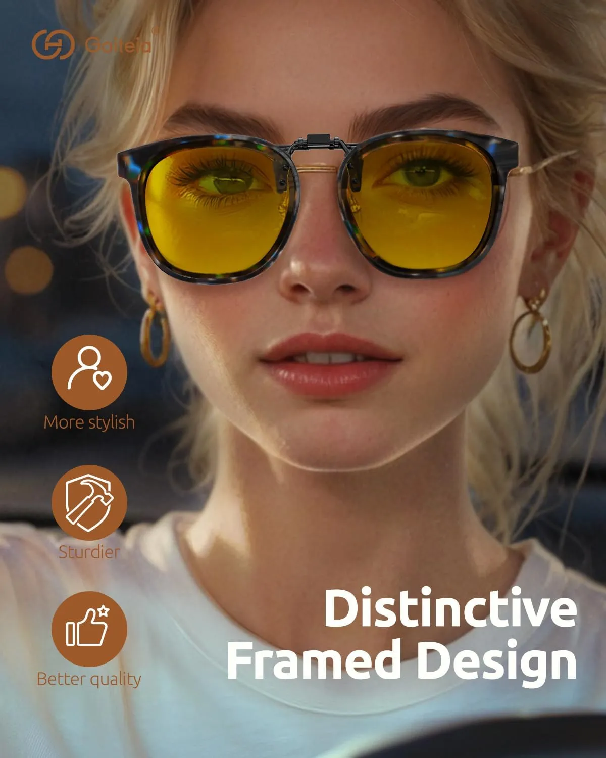 Goiteia Oversized Polarized Clip on Sunglasses over Prescription Glasses for Women Men, Round Stylish Framed Like Sunglasses