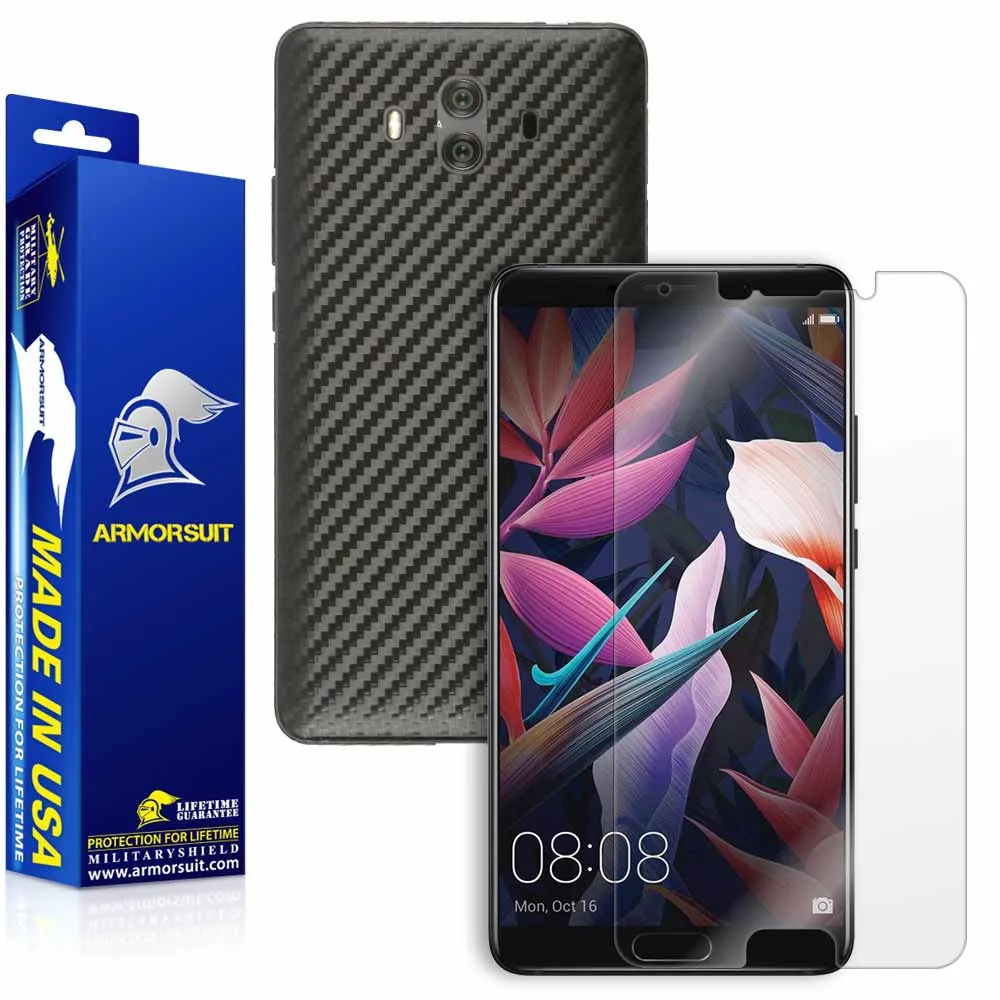Huawei Mate 10 Screen Protector   Black Carbon Fiber Skin