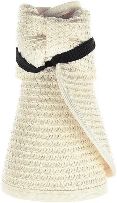 Kids Summer Roll Up Sun Visor Hat Wide Brim Straw Teens Beach Hat Cap Sun Hats with Bow for Girls