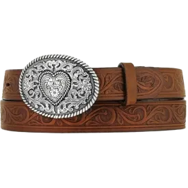 Leegin Justin Girls Aged Bark Western Scroll Trophy Belt