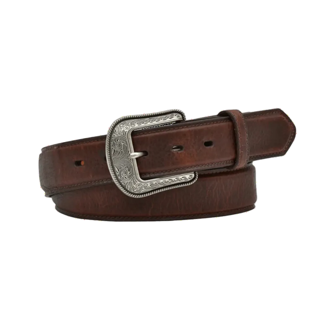M&F Boys' Black Distressed Leather Belt with Longhorn Belt Buckle