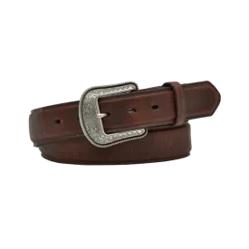 M&F Boys' Black Distressed Leather Belt with Longhorn Belt Buckle