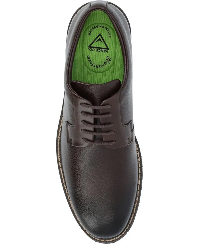 Men's Foam Derby Shoes Plain Toe Lace Up Martin True Comfort Vance Co . , color Coffee