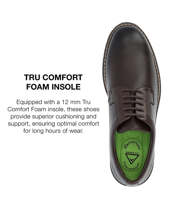 Men's Foam Derby Shoes Plain Toe Lace Up Martin True Comfort Vance Co . , color Coffee