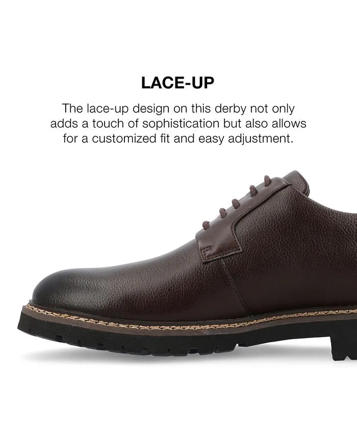 Men's Foam Derby Shoes Plain Toe Lace Up Martin True Comfort Vance Co . , color Coffee