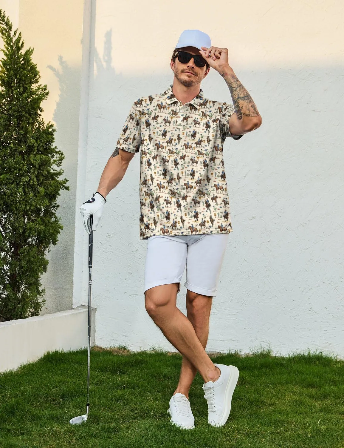 Men's Funny Polo Shirts Short Sleeve Golf Shirt for Men Quick-Dry Golf Polo Shirt Moisture Wicking Activewear Polos