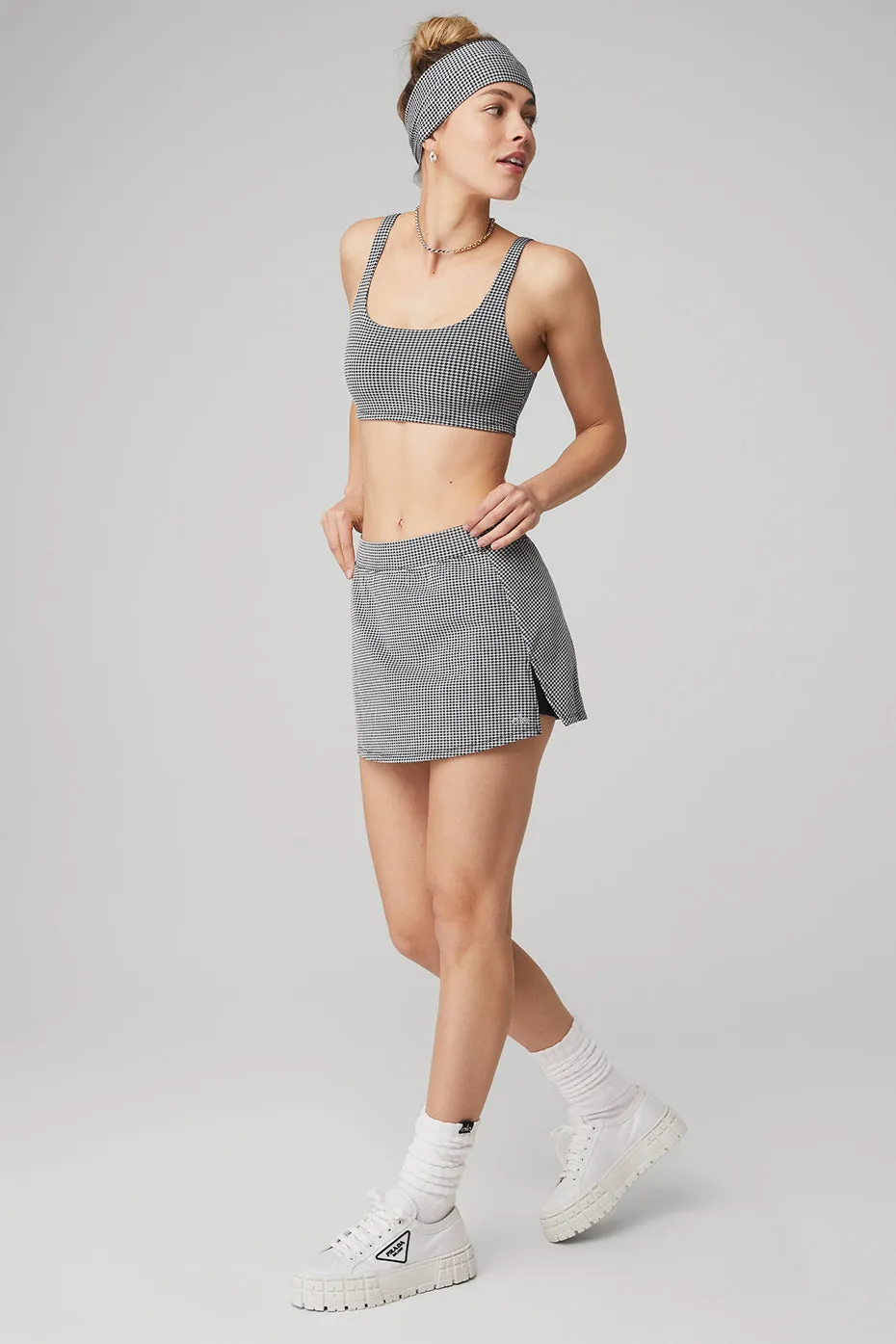 Micro Houndstooth Bra & Micro Houndstooth Tennis Skirt Set