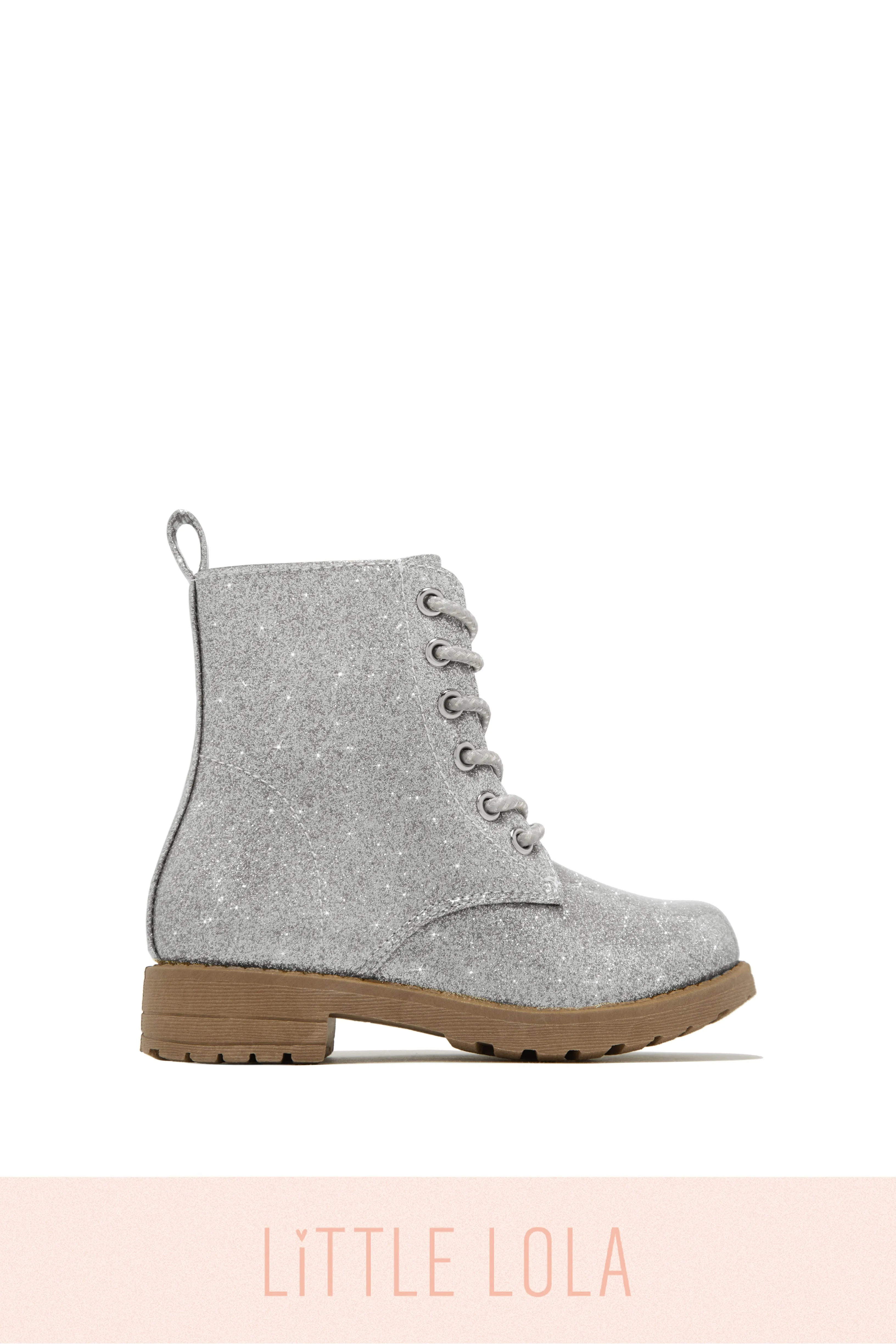 Mini Attitude Kids Glitter Lace Up Combat Boots - Purple