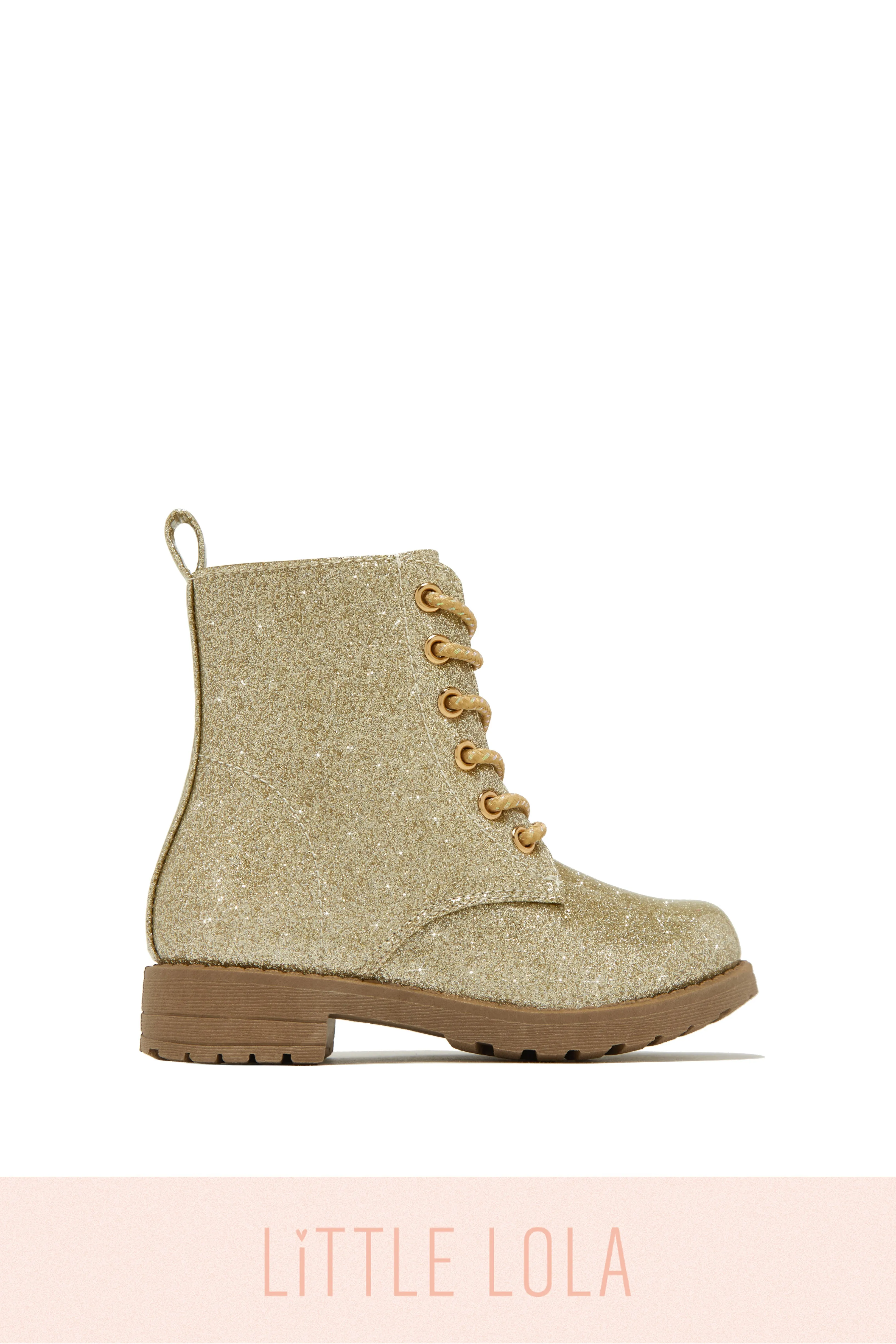 Mini Attitude Kids Glitter Lace Up Combat Boots - Purple
