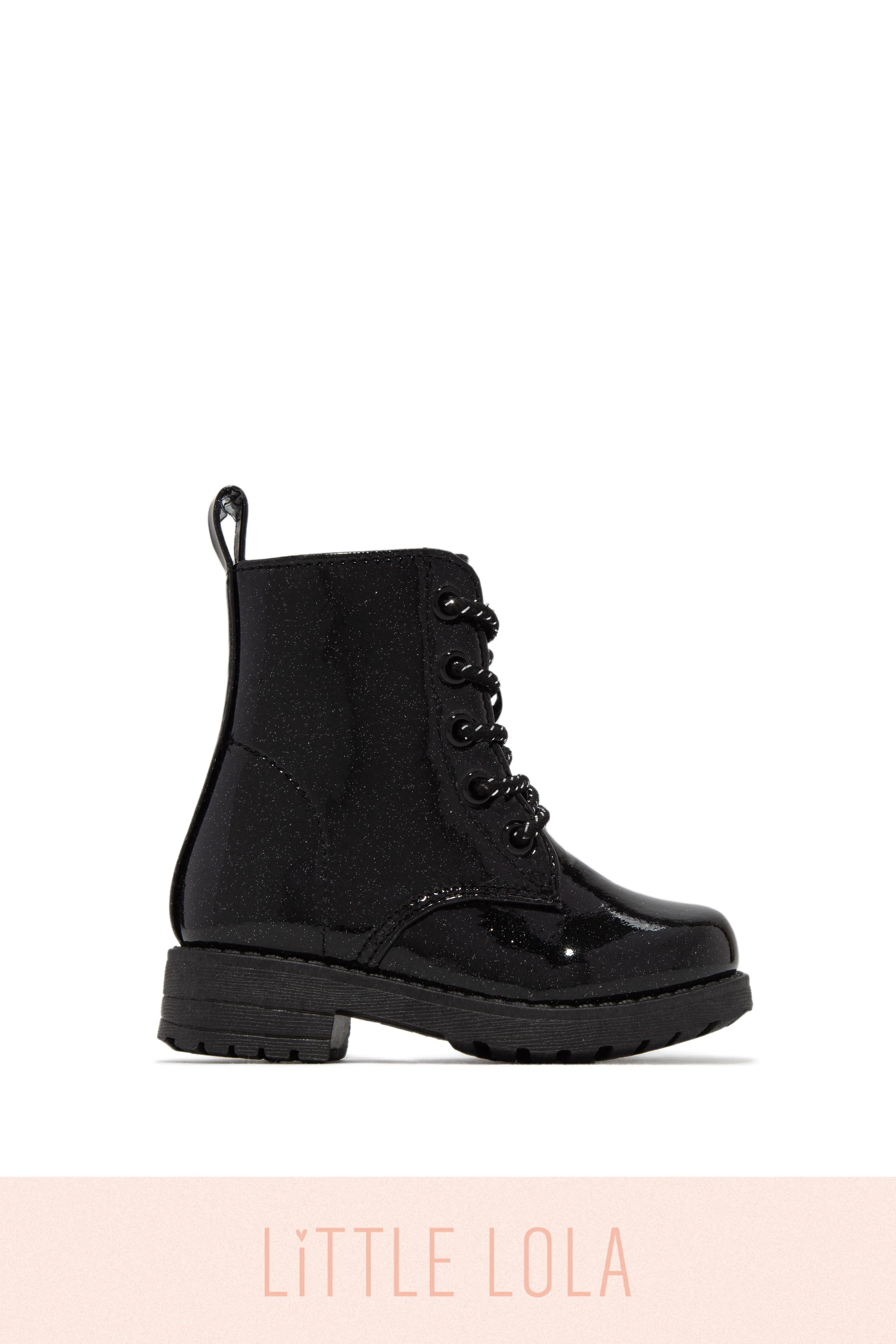 Mini Attitude Kids Glitter Lace Up Combat Boots - Purple
