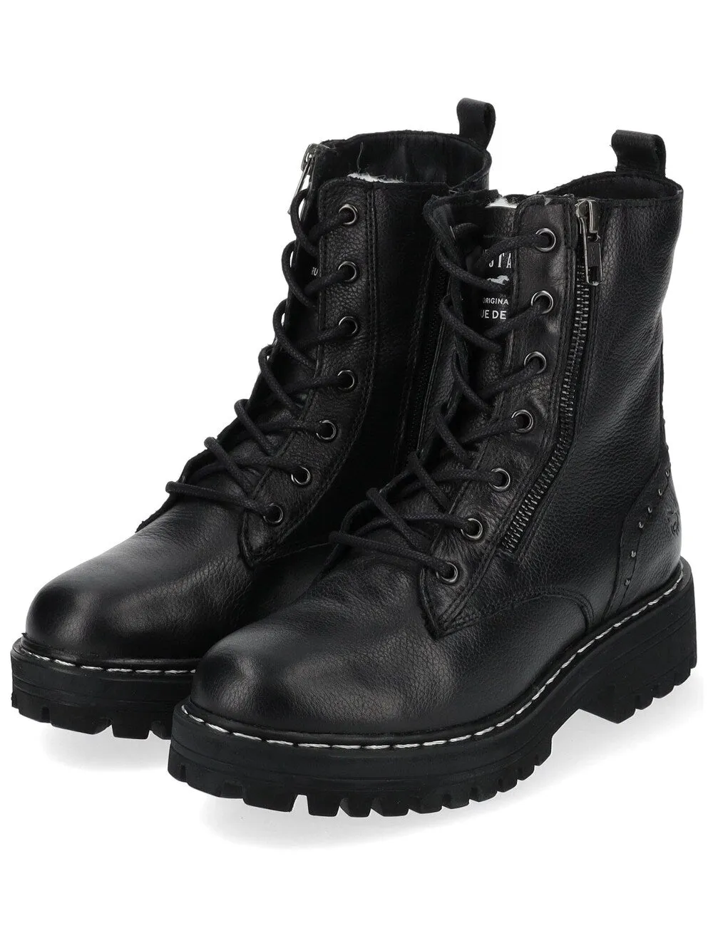 Mustang Lace-Up Ankle Boots, Black