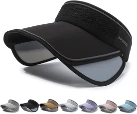 Peicees Sun Visors with Wide Brim for Women Men UPF50  UV Sun Protection Cap for Golf Tennis Beach Running Hiking Sports
