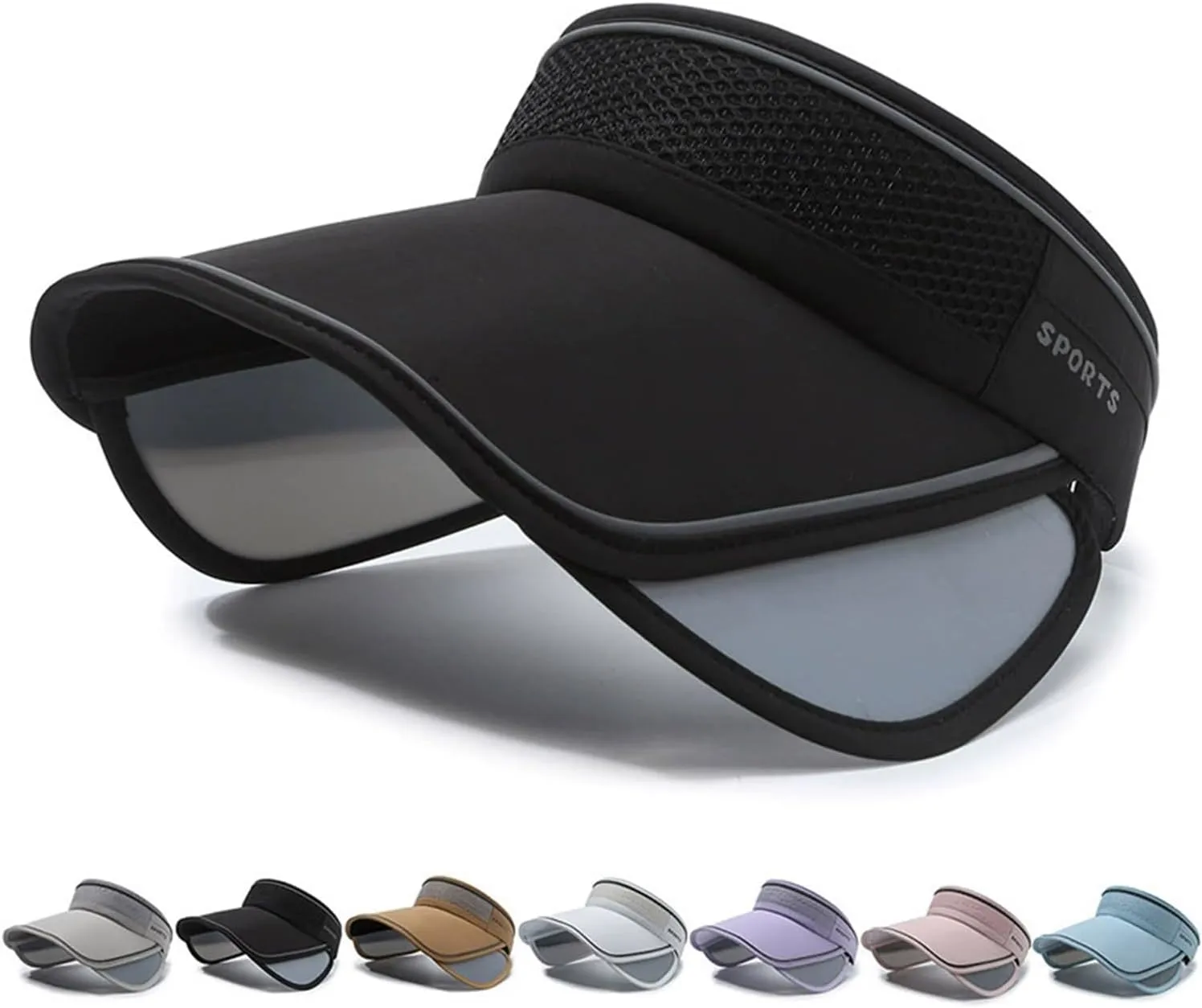 Peicees Sun Visors with Wide Brim for Women Men UPF50  UV Sun Protection Cap for Golf Tennis Beach Running Hiking Sports