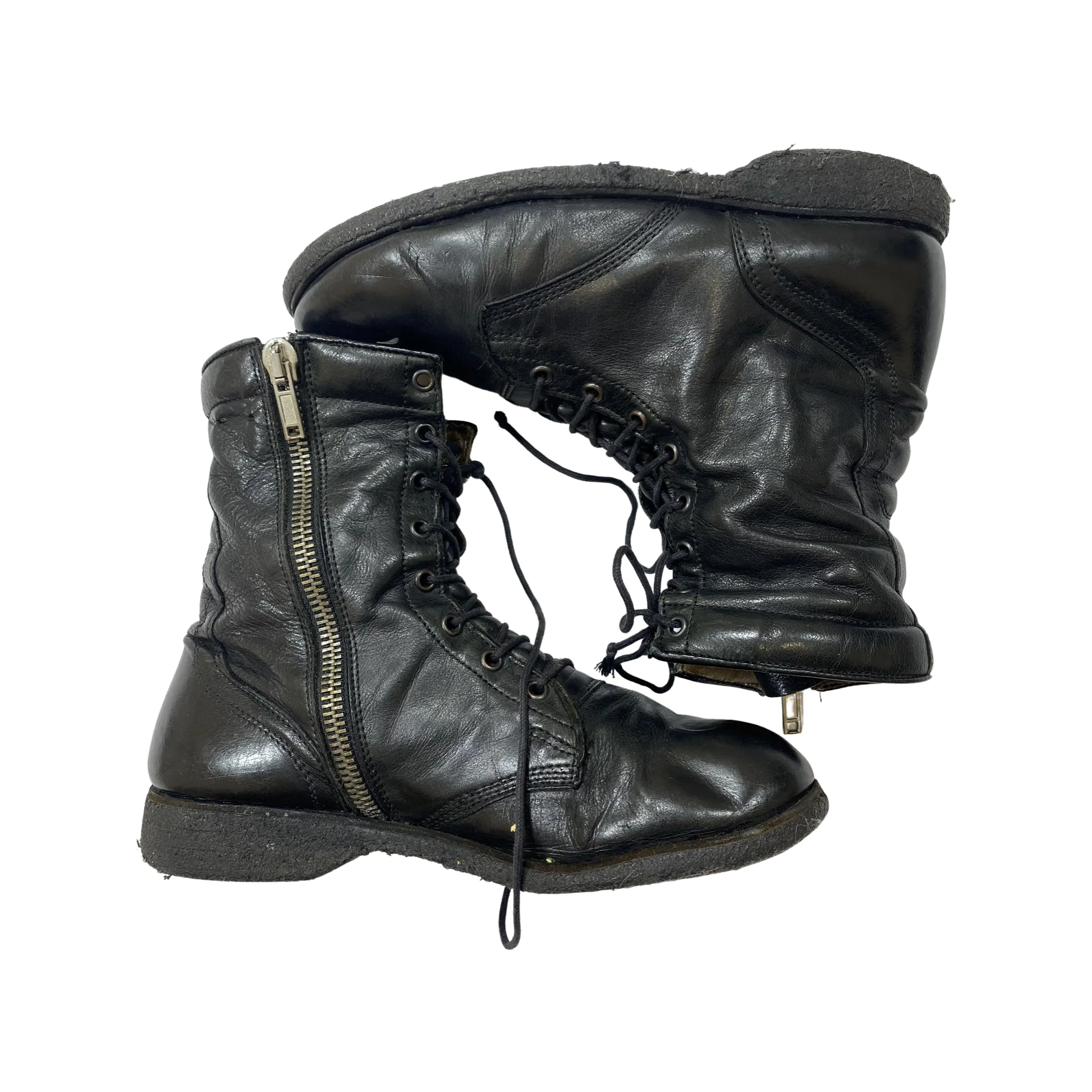 Rick Owens Side zip/Crepe Sole Combat boots 8