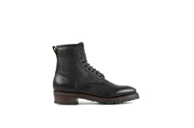 Royal Black Scotch Grain Leather Logger Boots