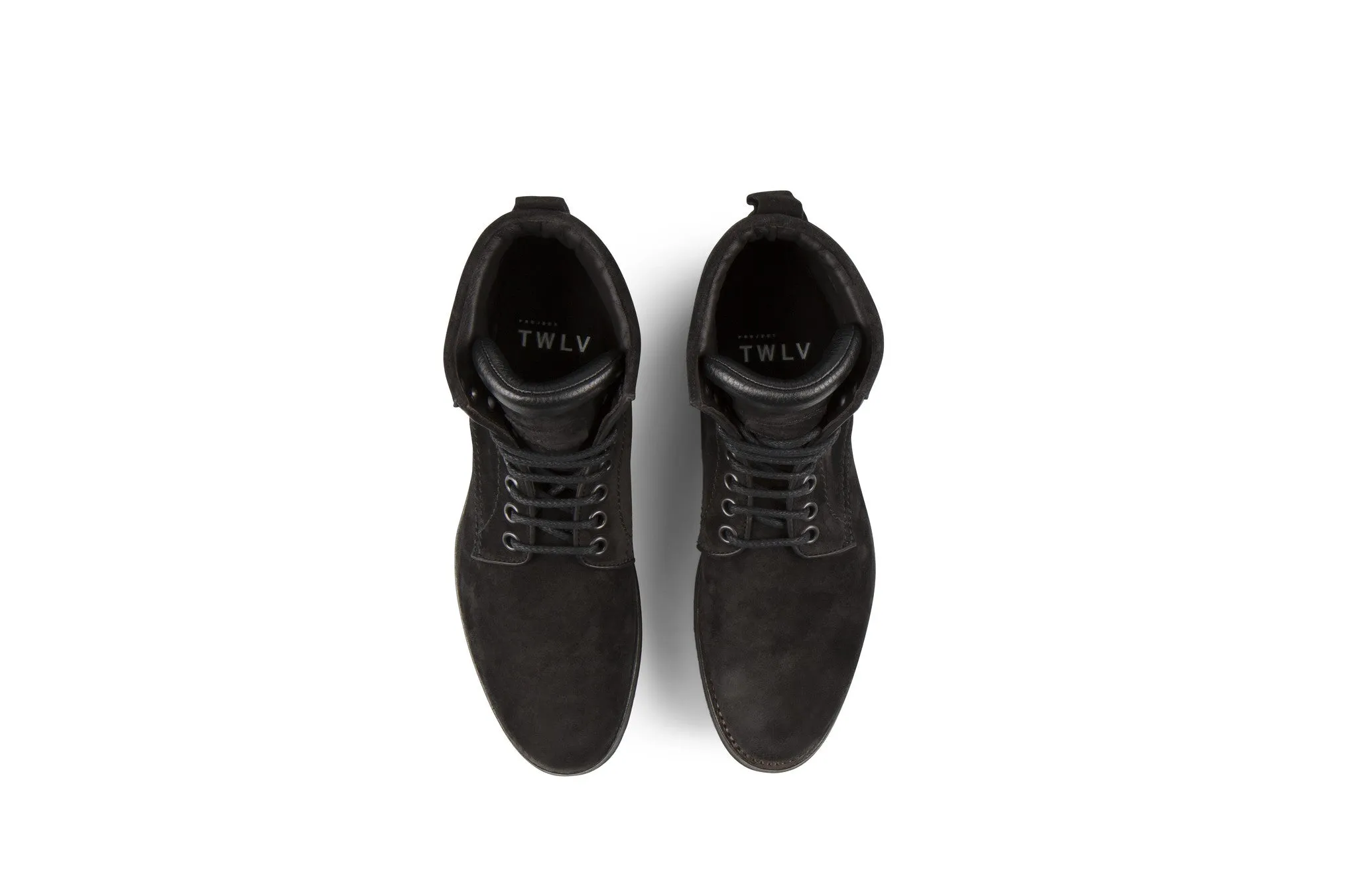 Royal Black Suede Leather Logger Boots